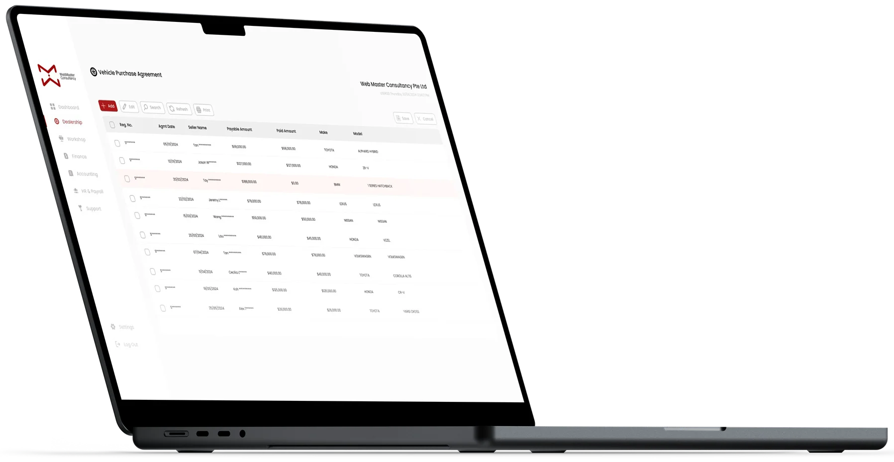 Introduction of WebERP Floor Stock Financing Management Software designed for auto financing companies in Singapore